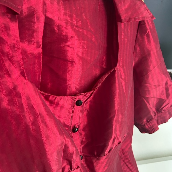 Cleo Crimson Ruby Red Button-Up Blouse Small - Picture 8 of 16